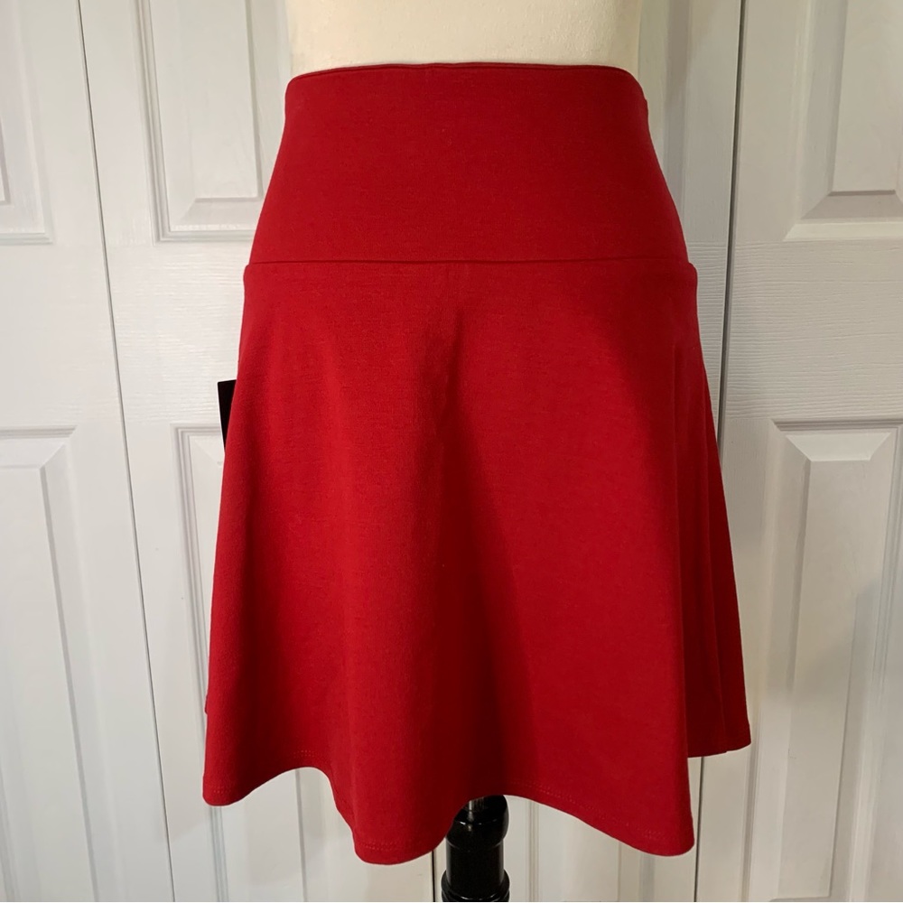 NWT Rekucci SzSm red A Line wide waist band rayon blend skirt - Picture 7 of 11